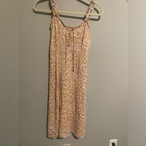 Sundress midi floral dress floral‎ size medium stretch top with slit